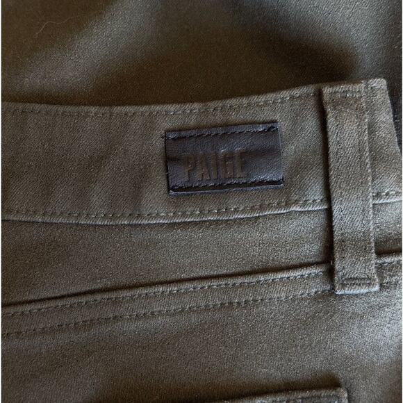 PAIGE Hoxton Ankle Peg Jeans Forest Green Luxe Coat Stretch Frayed Hem Size 32 - Picture 8 of 13